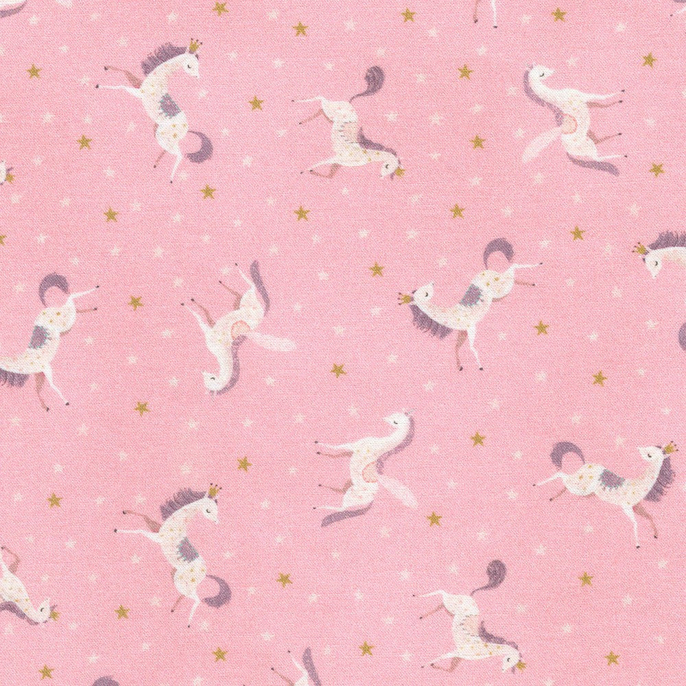 Mini Unicorns on Pink - Unicorn Meadow - Robert Kaufman Cotton Fabric ✂️ £15 pm
