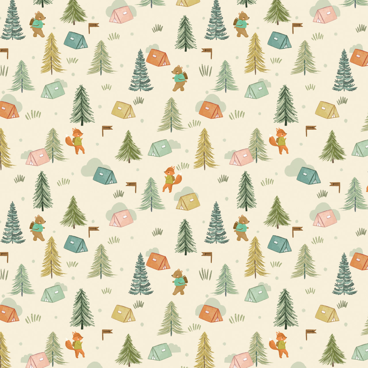 Tents & Trees Woodland - Cedar Camp - Dashwood Studio Cotton Fabric ✂️ £13 pm