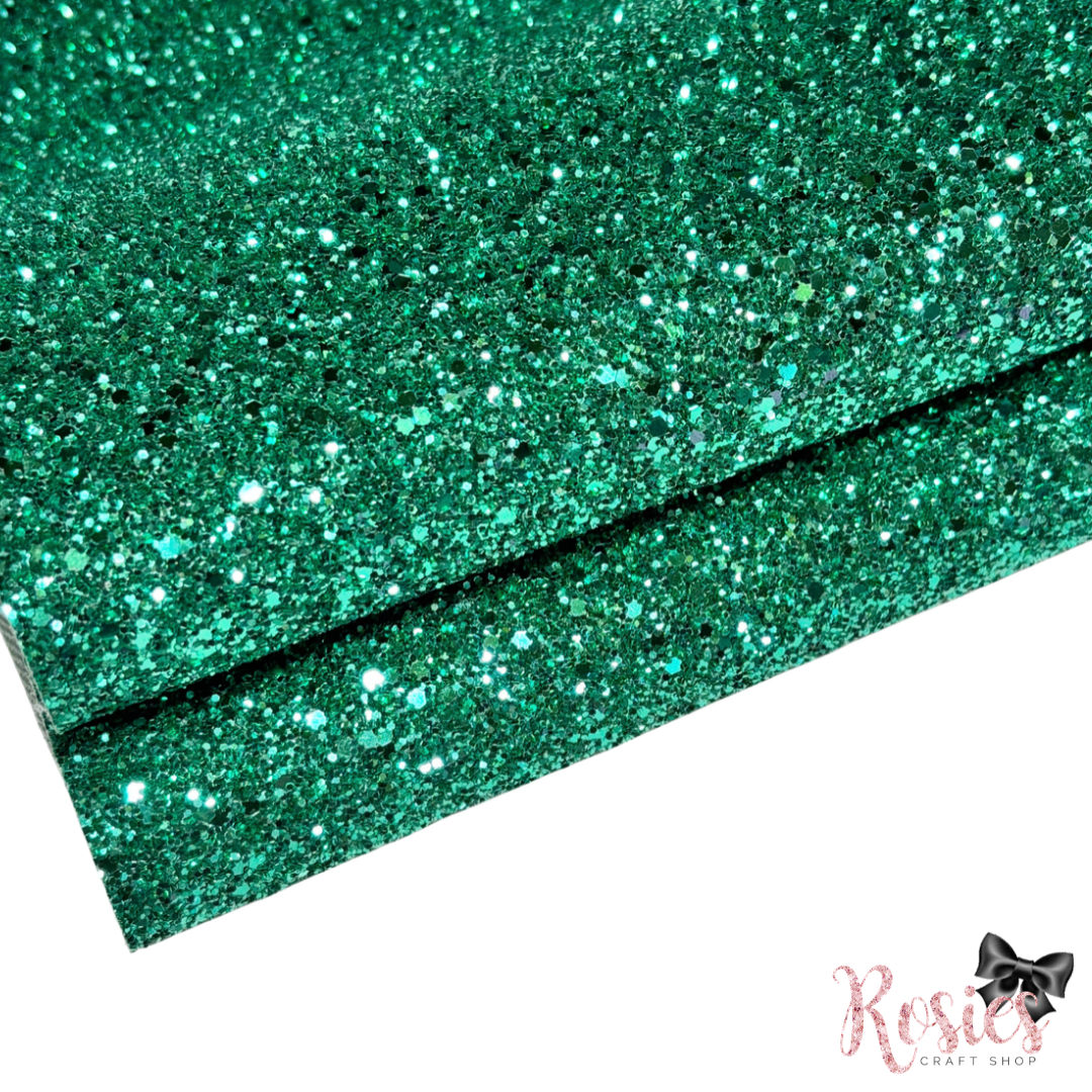 Emerald Lagoon Chunky Glitter Fabric | Luxury Core Collection | Bow Making Fabric