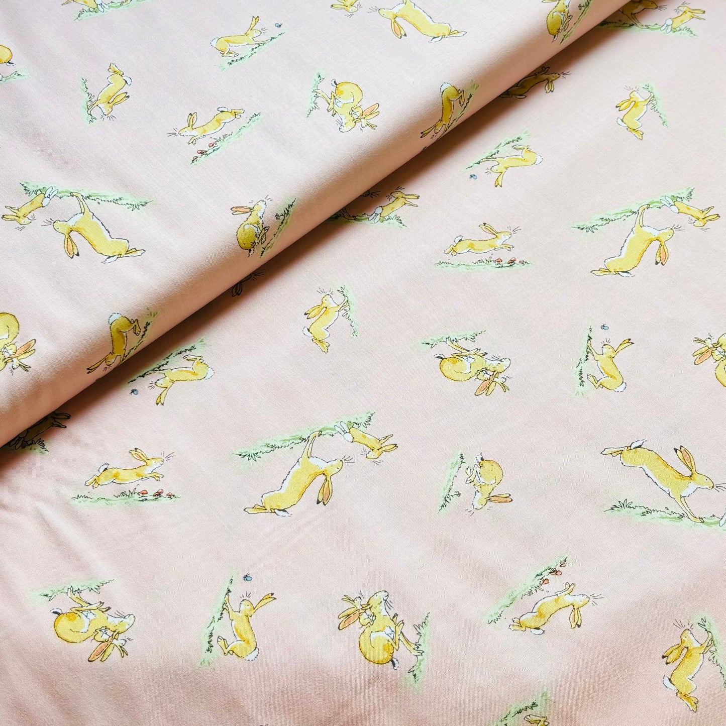 Pink Bunny Leaps - Guess How Much I Love You - Clothworks Licensed Cotton Fabric ✂️ £9 pm *SALE*