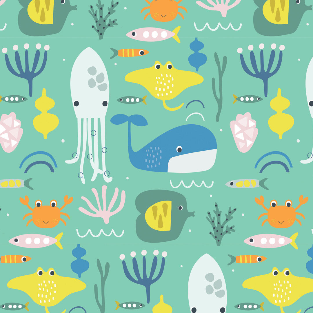 REMNANT 48cm x 110cm Sea Creatures - Habitat - Dashwood Studio Cotton Fabric ✂️
