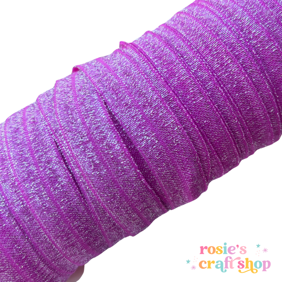 5/8" 183 Azalea Silver Glitter Headband Elastic FOE 16mm✂️ ☆