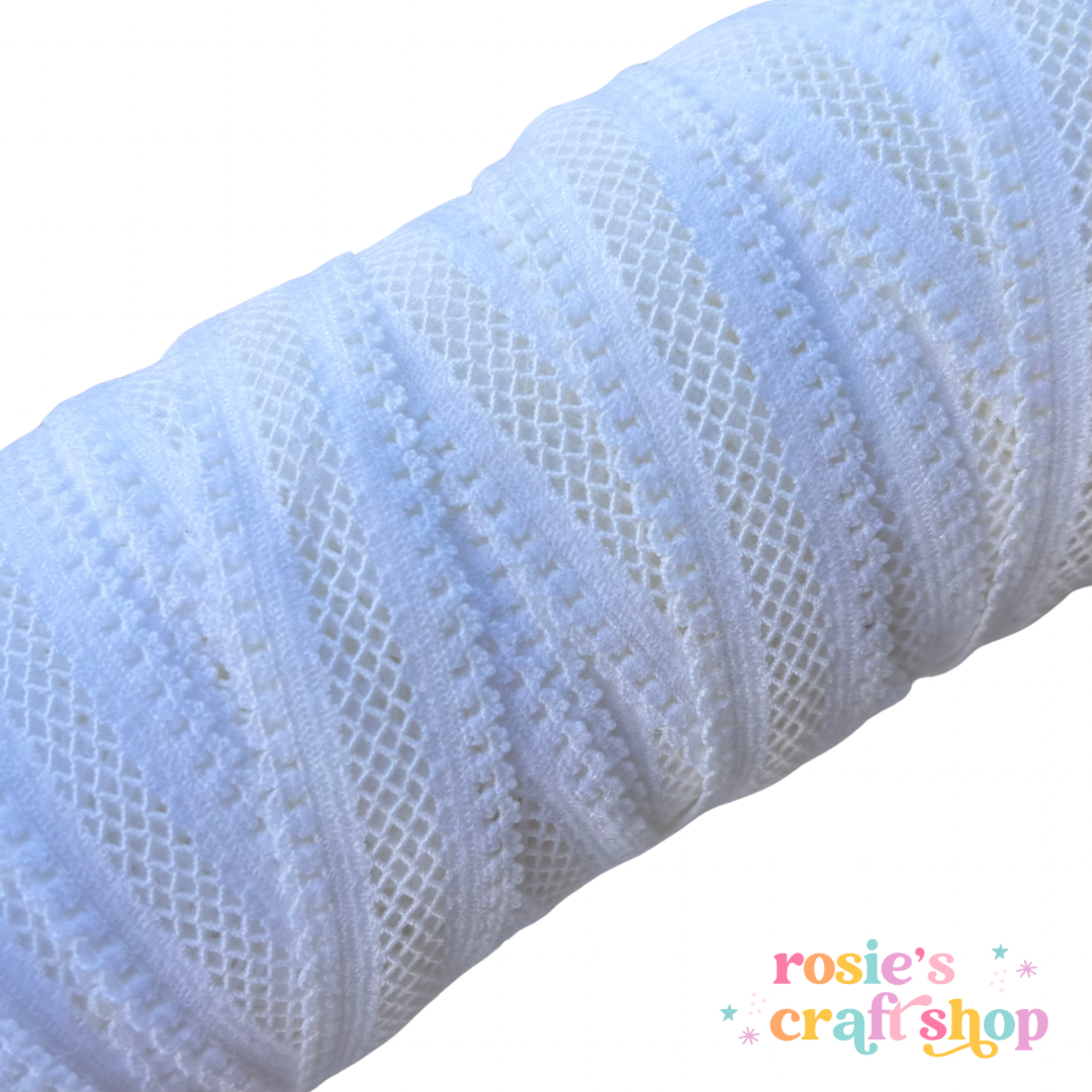 5/8"029 White Criss Cross Headband Elastic 16mm✂️ ☆