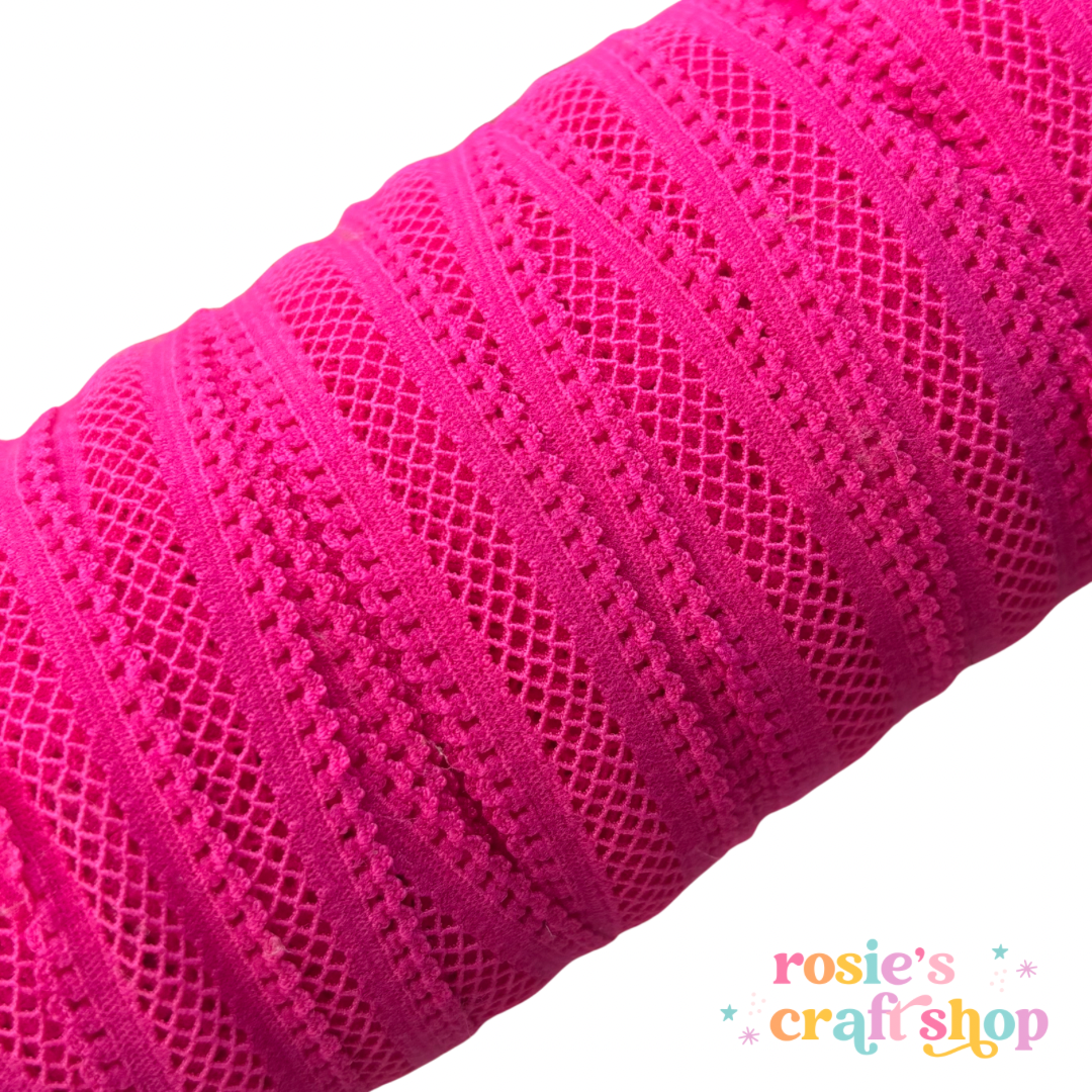 5/8" 175 Shocking Pink Criss Cross Headband Elastic 16mm ✂️ ☆
