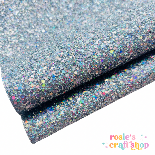 Discoball Silver Multi Chunky Glitter Fabric - Luxury Core Collection ✂️ ☆