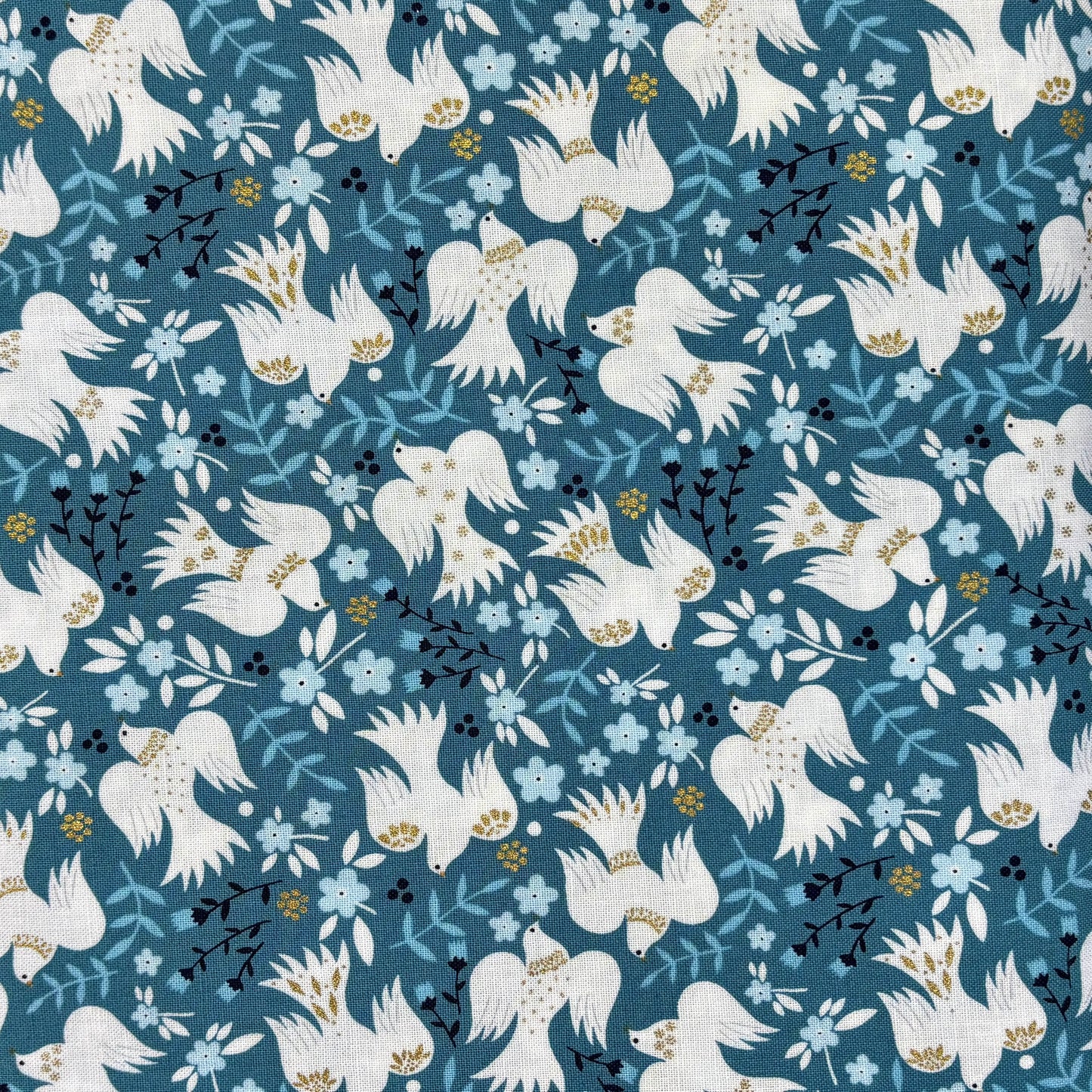 Doves Metallic Blue - Starlit Hollow - Dashwood Studio Cotton Fabric ✂️ £13 pm