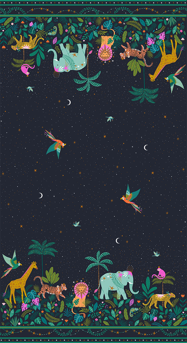 Jungle Metallic Double Border - Jungle Luxe - Dashwood Studio Cotton Fabric ✂️ £14 pm