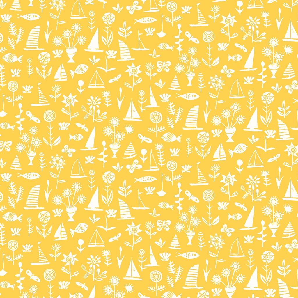 Yellow Fish & Boats Riviera Sealife - Riviera Collection - Liberty Cotton Fabric ✂️ £10 pm *SALE*