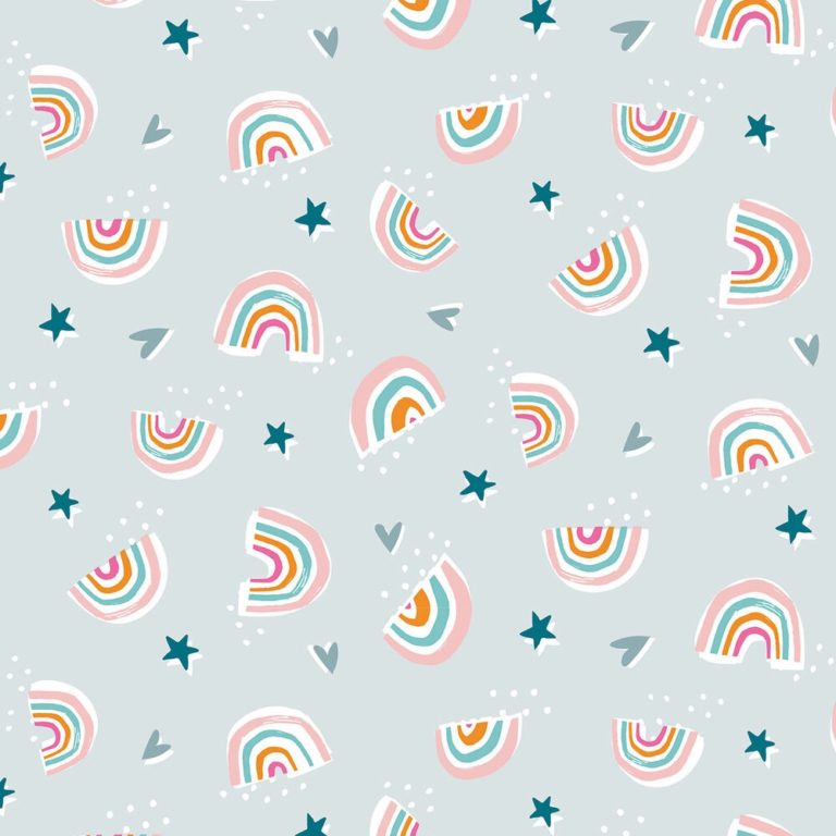 Rainbows Grey - Rainbow Friends - Dashwood Studios Cotton Fabric ✂️ £13 pm