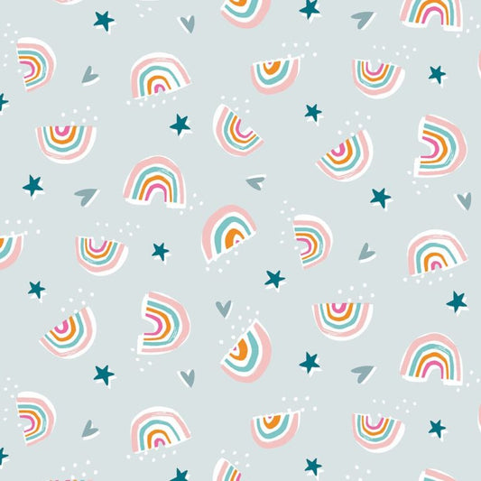 Rainbows Grey - Rainbow Friends - Dashwood Studios Cotton Fabric ✂️ £13 pm
