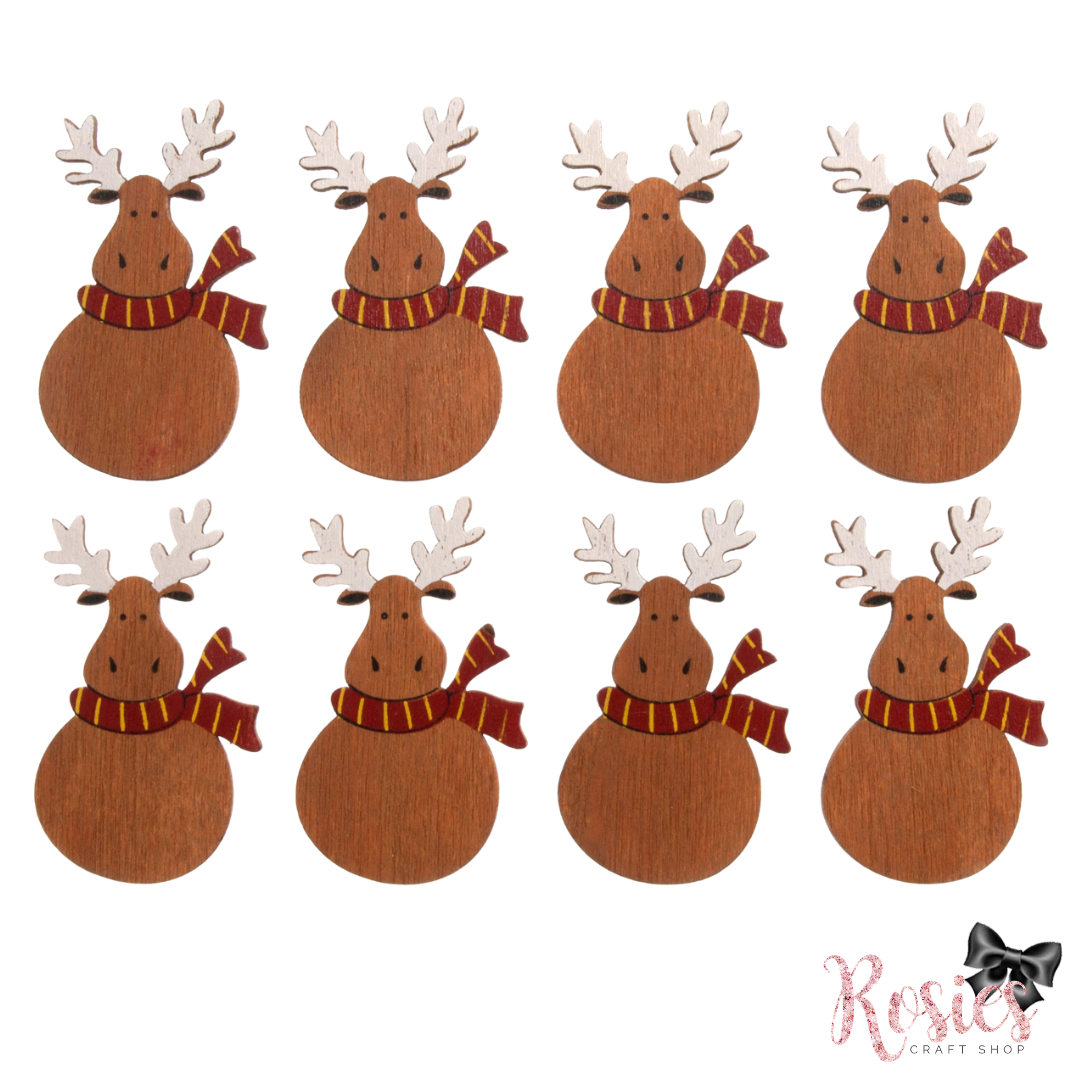 Wooden Reindeer Christmas Craft Embellishments | Pack of 10 | Trimits