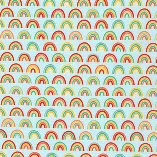 Blue Mini Rainbows - Bright Days - Robert Kaufman Cotton Fabric  ✂️ £13 pm