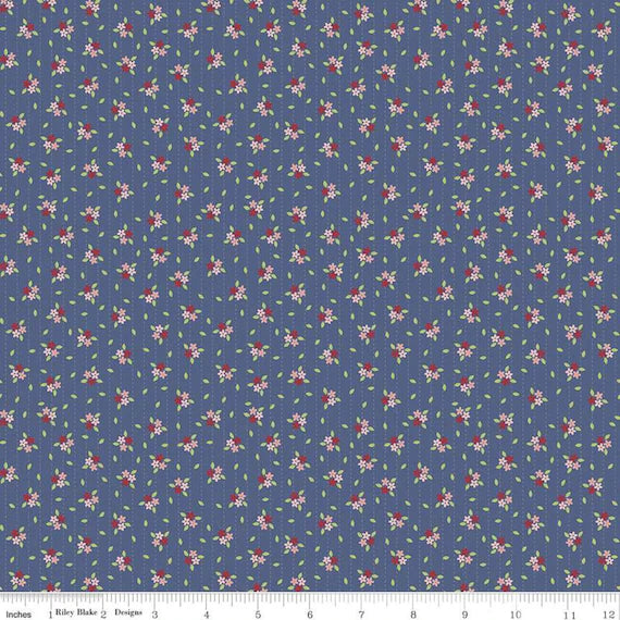 Scattered Flowers on Navy Blue - Enchanted Meadow - Riley Blake Cotton Fabric ✂️ £13 pm