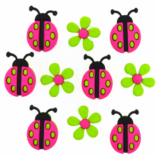 Ladybug Crossing - Dress It Up Buttons
