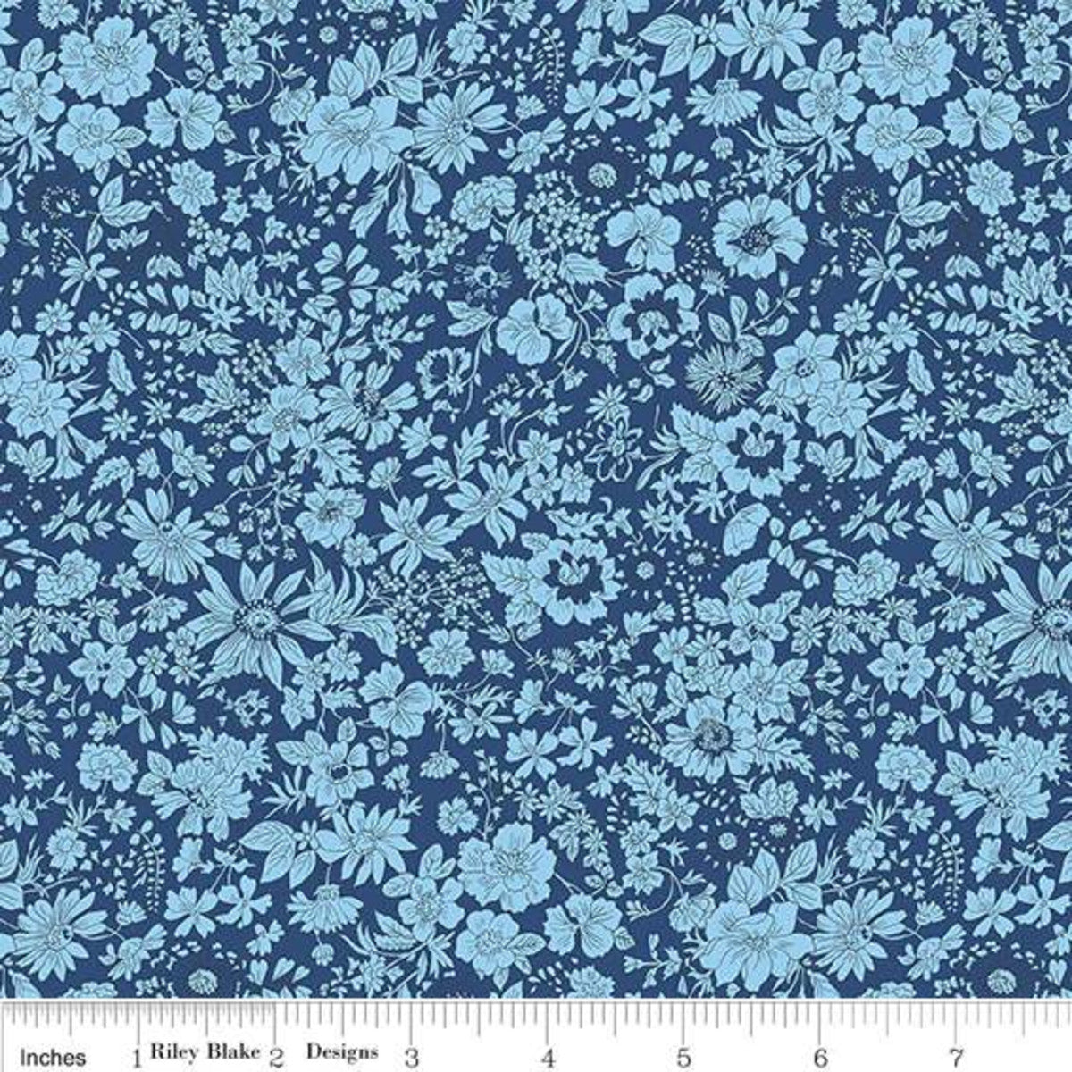 Emily Silhouette Flower Navy - The Flower Show Midnight Garden Collection - Liberty Cotton Fabric ✂️ £10 pm *SALE*