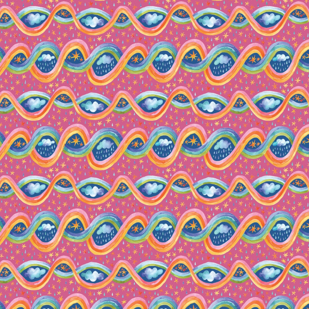 Sprinkle Twinkle Clouds Pink - Happy Skies - Blend Cotton Fabric ✂️ £6 pm *SALE*