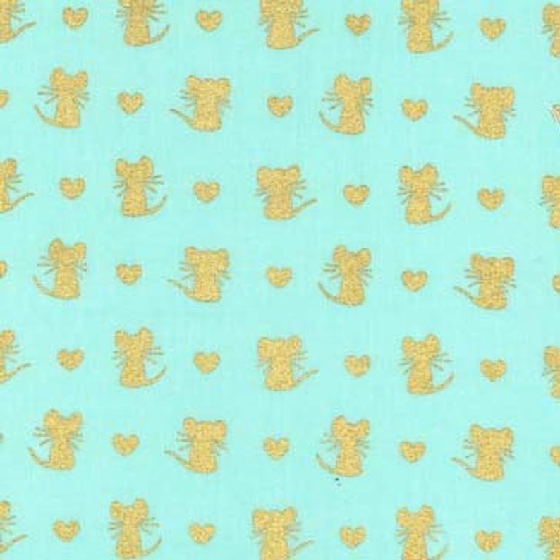 Little Mice Aqua Metallic Designer Fabric Felt
