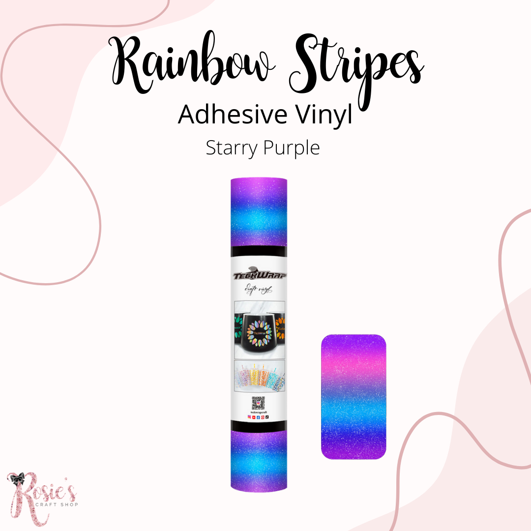 Starry Purple Teckwrap Rainbow Stripes Permanent Adhesive Vinyl ✂️ ☆