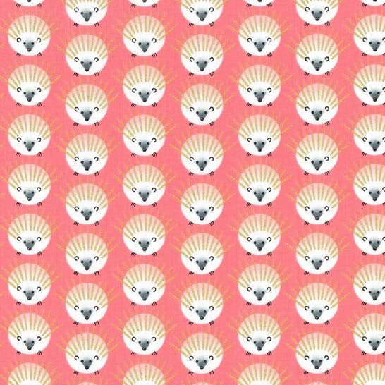 Metallic Hedgehogs Quills Bubble Gum Pink - Glitter Critters - Michael Miller ✂️ £14 pm