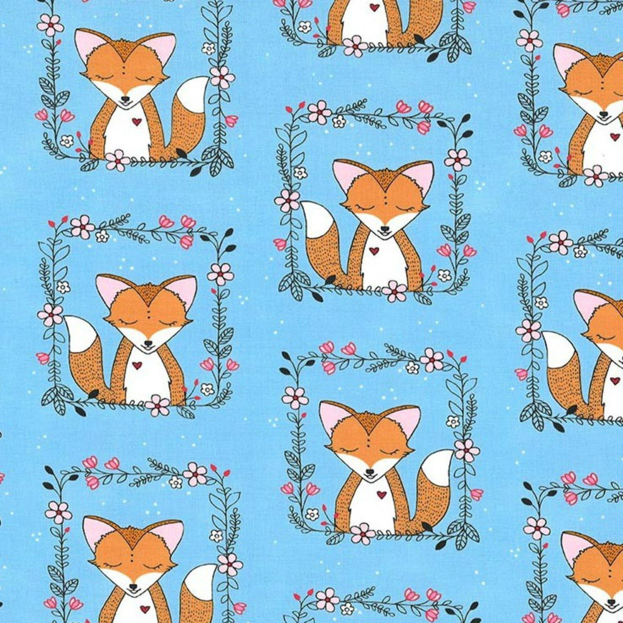 Fox Frames Blue - Curiosity - Michael Miller Cotton Fabric ✂️ £7 pm *SALE*