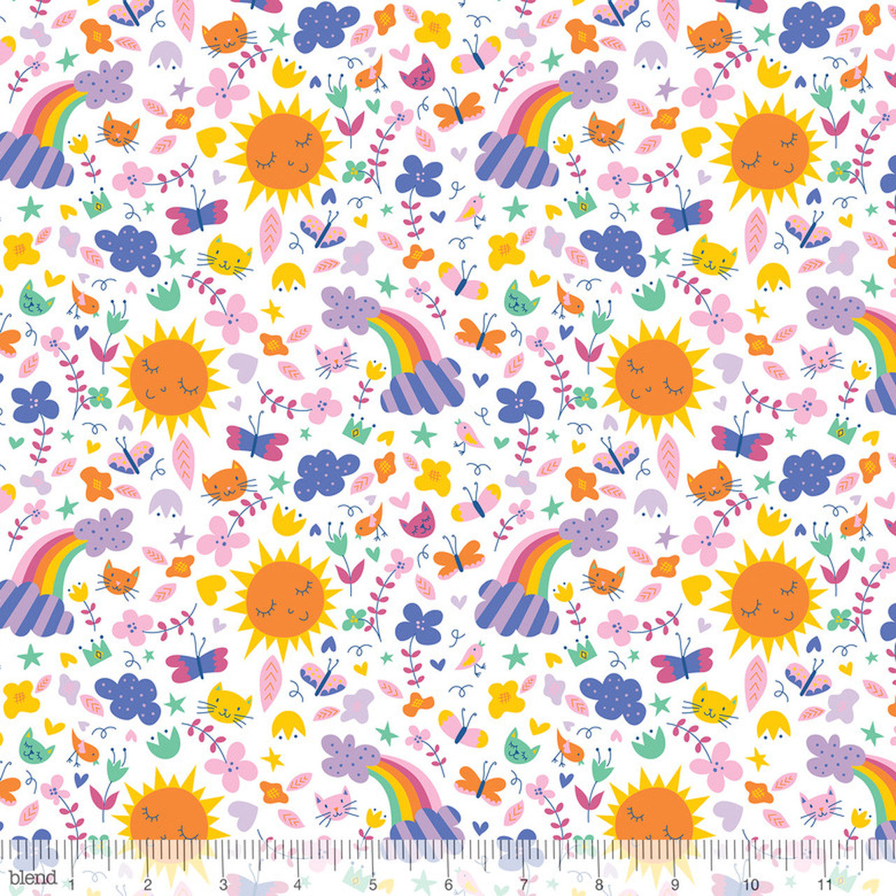 REMNANT Sunshine & Rainbows - 46CM X 110CM Happy Skies - Blend Cotton Fabric ✂️