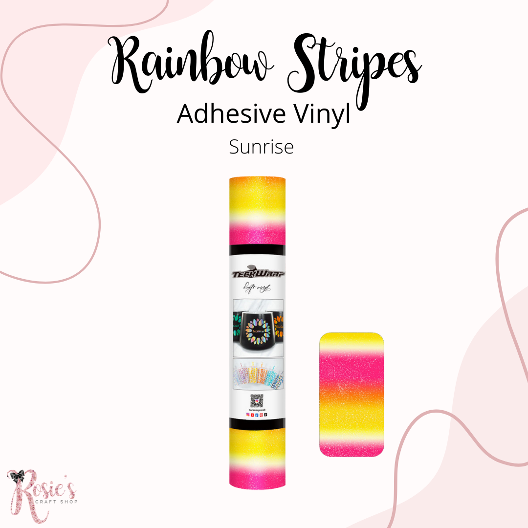 Sunrise Teckwrap Rainbow Stripes Permanent Adhesive Vinyl ✂️ ☆