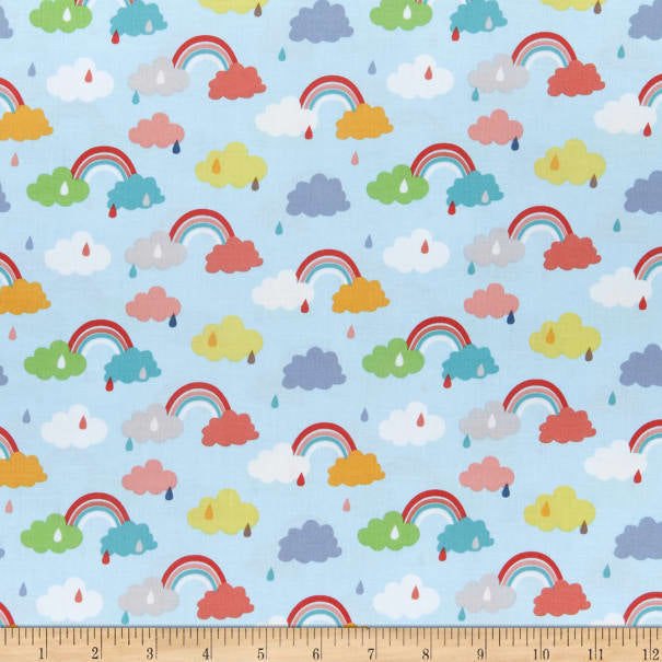 Rainbows on Light Blue - Promise Rainbows - Noah's Ark - Riley Blake Cotton Fabric ✂️ £9 pm *SALE*