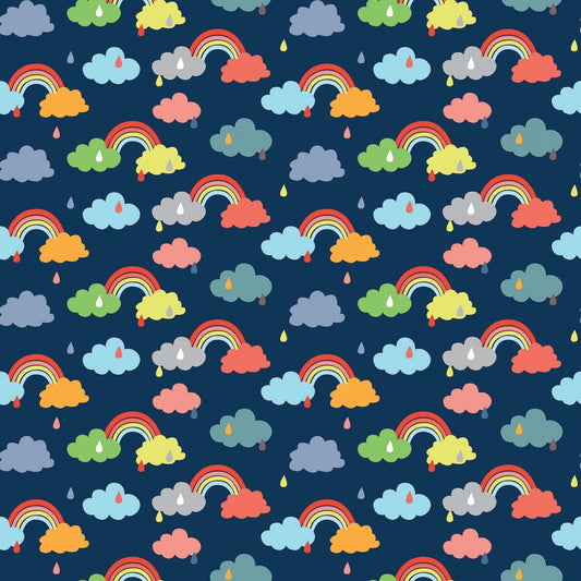 Rainbows on Blue - Promise Rainbows - Noah's Ark - Riley Blake Cotton Fabric ✂️ £9 pm *SALE*