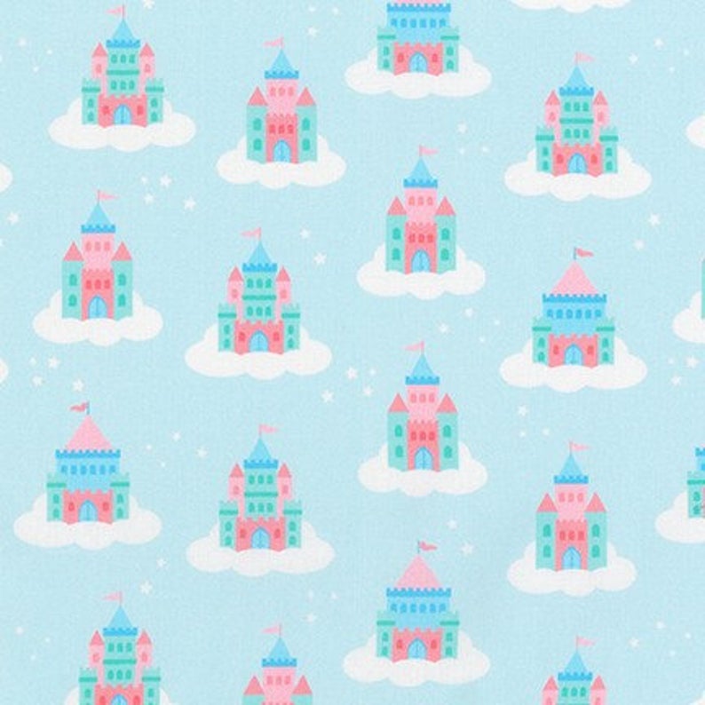 Castles Blue - Chasing Rainbows - Robert Kaufman Cotton Fabric ✂️ £13 pm