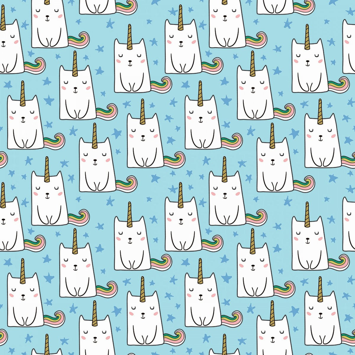 Caticorn Unicorn Cat Blue Sparkle Metallic - Riley Blake Cotton Fabric ✂️ £7 pm *SALE*