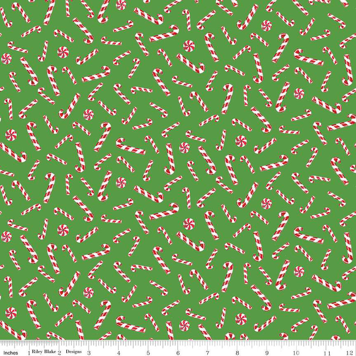 Candy Canes Green - Christmas Joys - Riley Blake Cotton Fabric ✂️