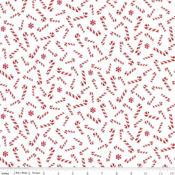 Candy Canes White - Christmas Joys - Riley Blake Cotton Fabric ✂️