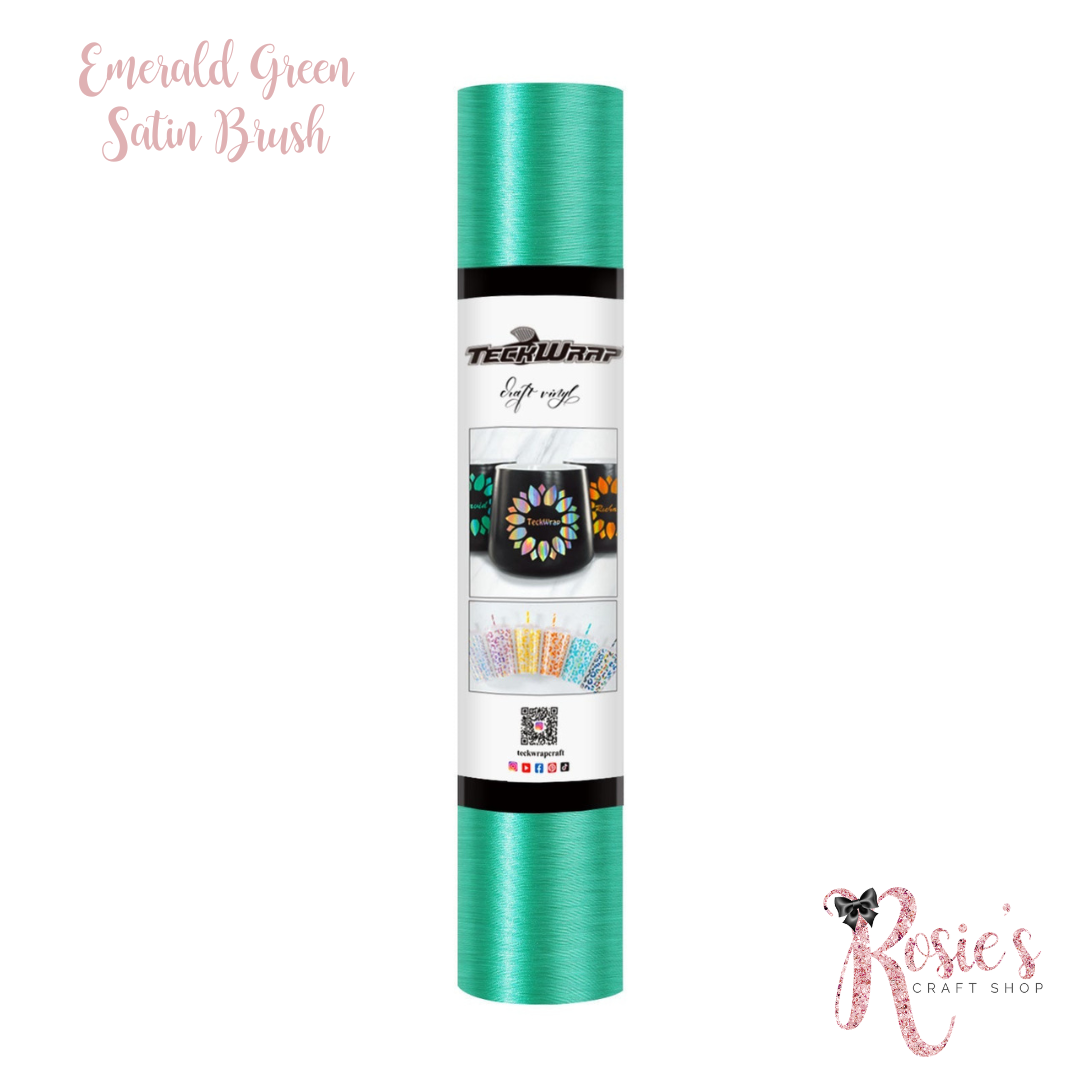 Emerald Green Satin Brush Teckwrap Adhesive Vinyl ✂️ ☆