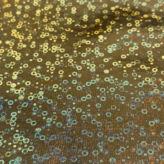 Holo Sequin Effect Gold Metallic Stretch Iron On Vinyl HTV