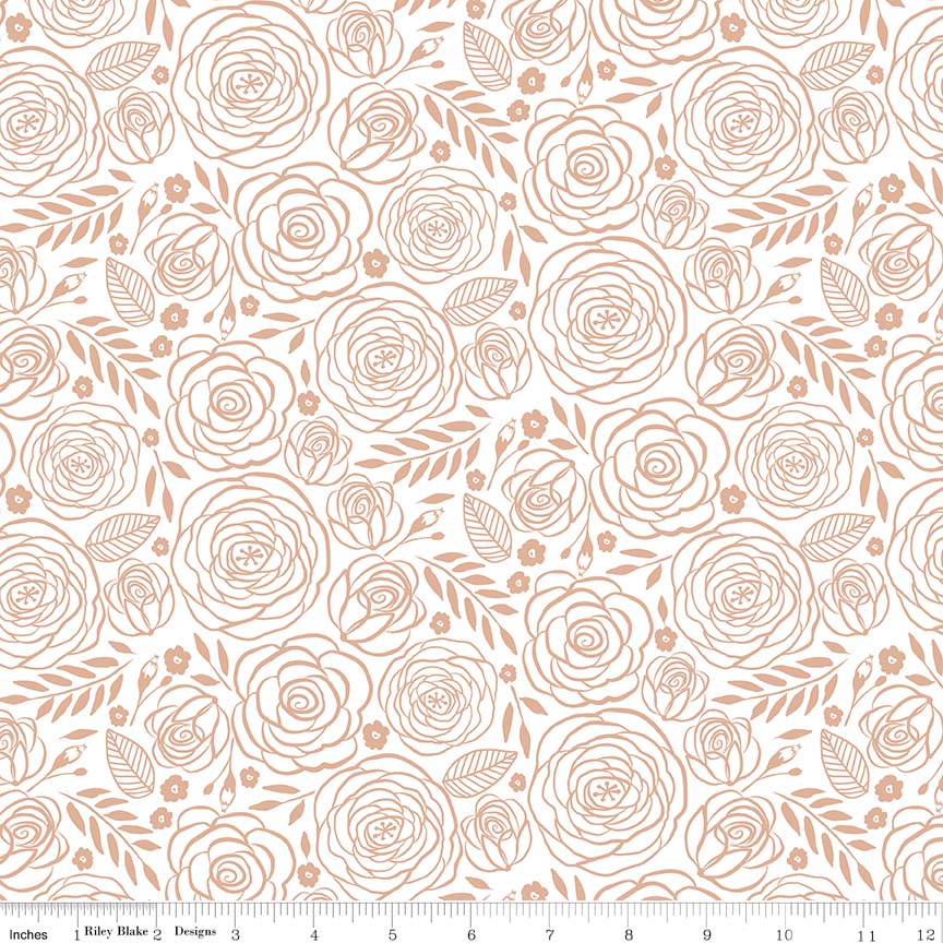 REMNANT 102 x 110cm White Rose Gold Sparkle - Glam Girls by Riley Blake Cotton Fabric ✂️