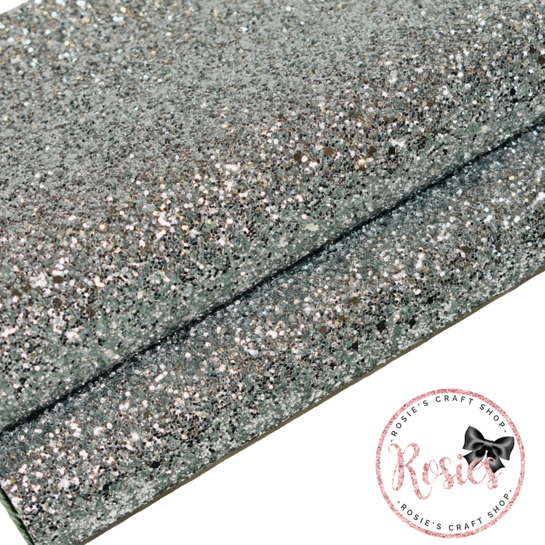 Silver Chunky Glitter Fabric - Luxury Core Collection