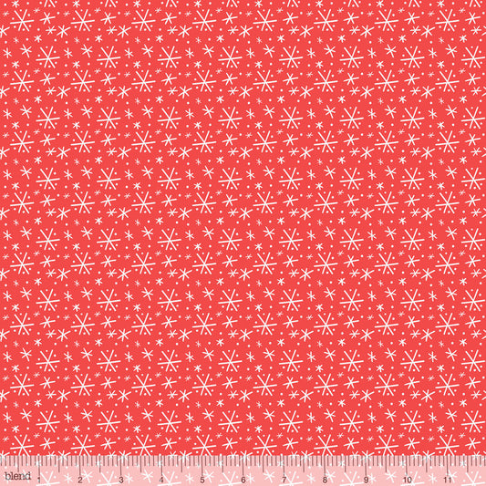 Snowflake Blizzard Red - Snowlandia by Blend - 100% Cotton Fabric - Rosie's Craft Shop Ltd