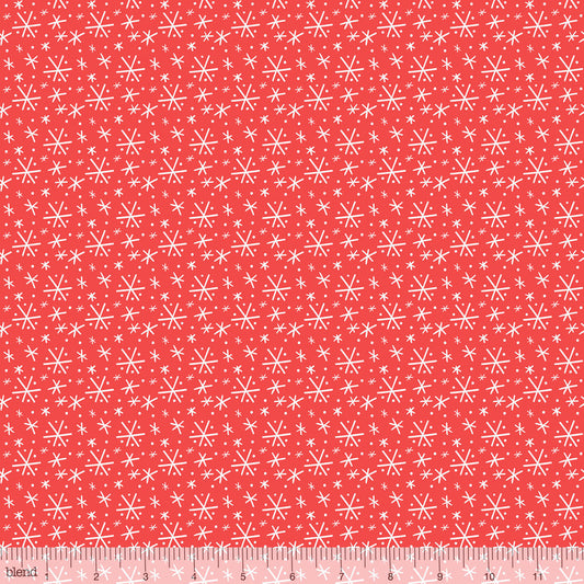 Snowflake Blizzard Red - Snowlandia by Blend - 100% Cotton Fabric - Rosie's Craft Shop Ltd