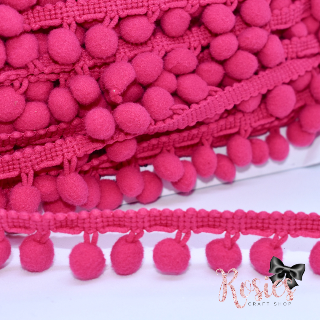 20mm Cerise Pink Pom Pom Trim ✂️
