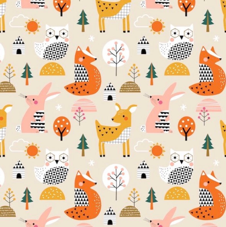Animals Multi - Geo Forest - Dashwood Studios Cotton Fabric ✂️ £13 pm