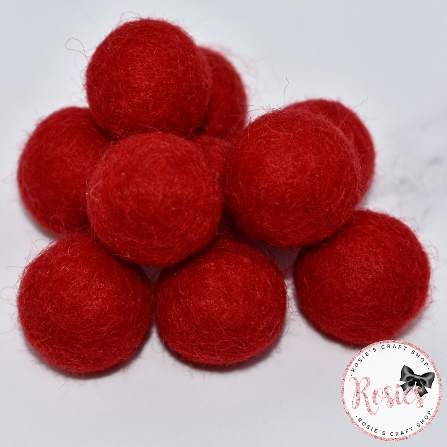 Red 100% Wool Felt Ball