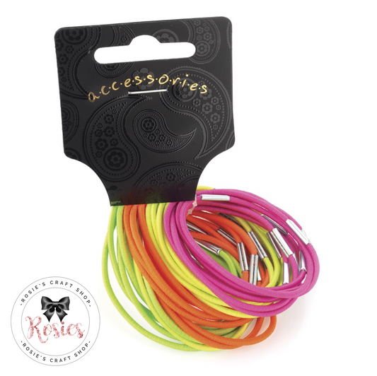 Pack of 30 Neon Collection Thin Hair Bobbles - Rosie's Craft Shop Ltd