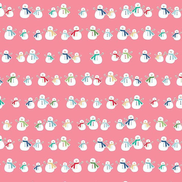 Mini Snowmen Pink - Cozy Christmas by Riley Blake - 100% Cotton Fabric - Rosie's Craft Shop Ltd