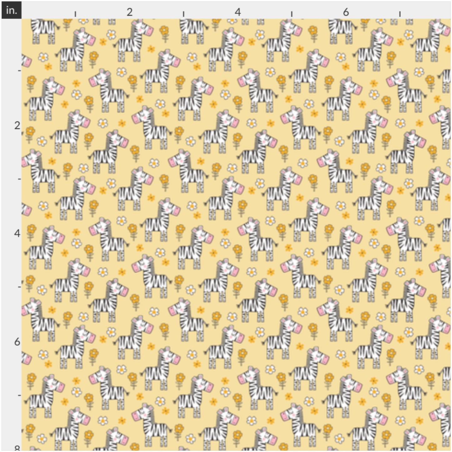 Cute Zebras on Yellow Artisan Fabric Felt - Rosie's Craft Shop Ltd