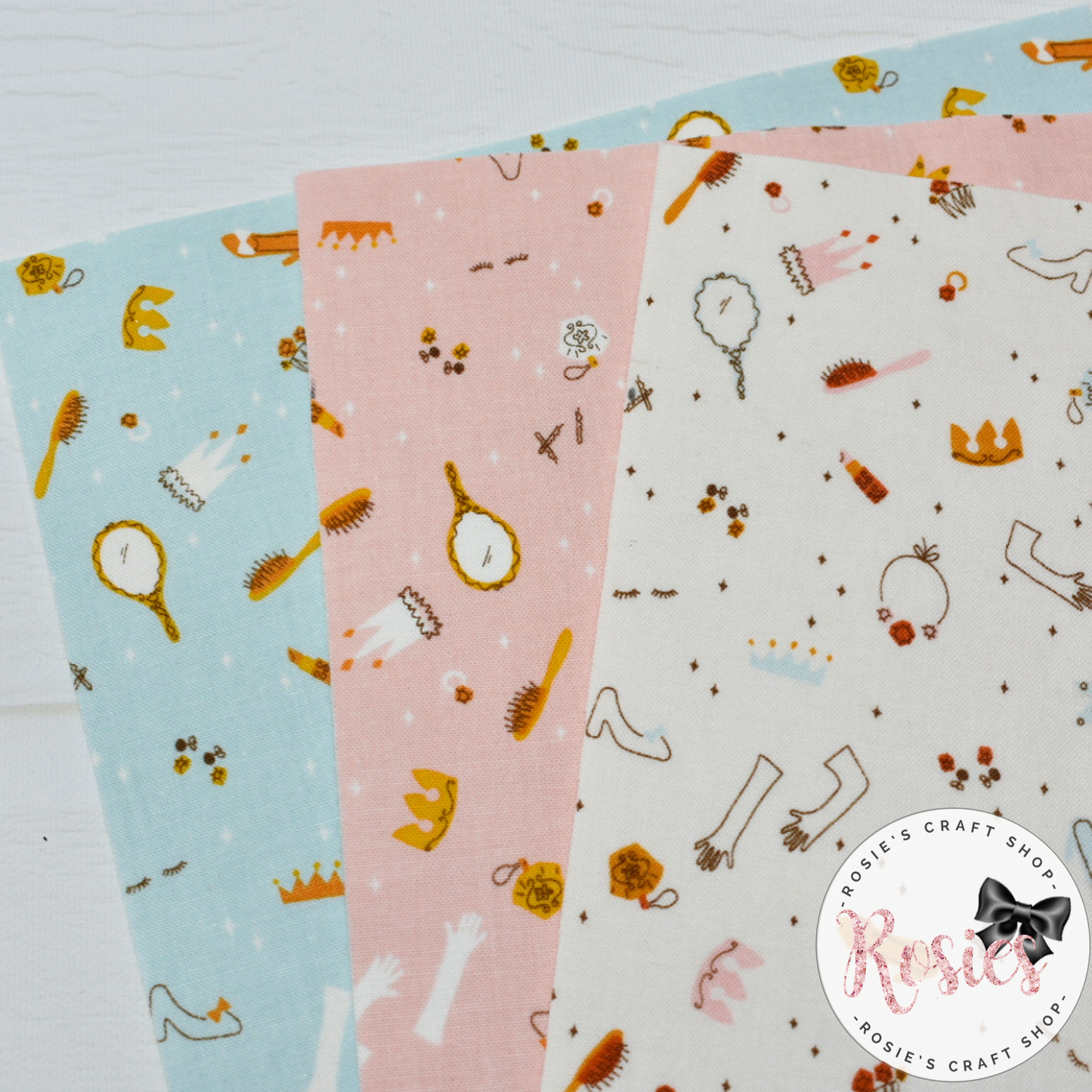 Princess Crowns & Mirrors Designer Fabric Felt - Rosie's Craft Shop Ltd