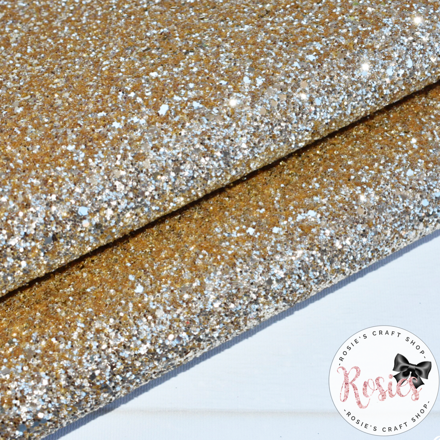 Light Gold Chunky Glitter Fabric - Luxury Core Collection - Rosie's Craft Shop Ltd