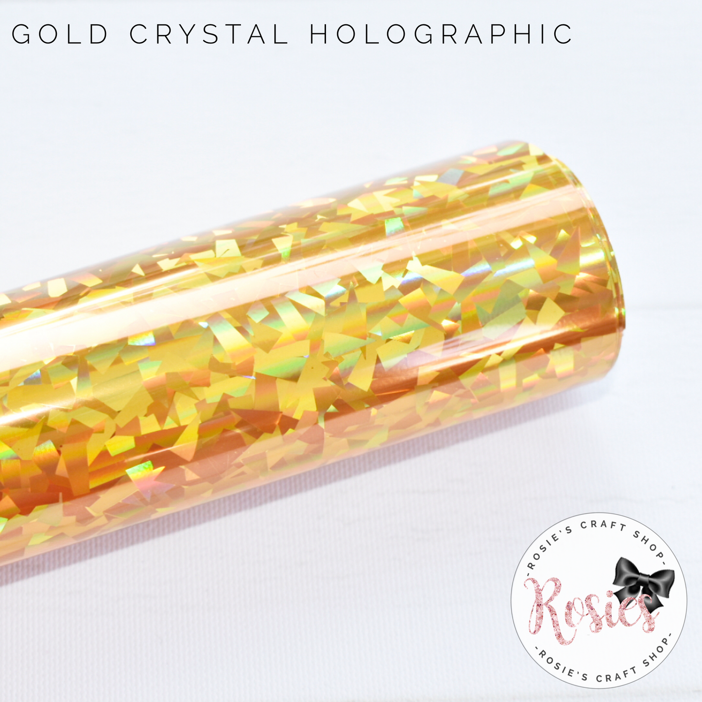 Gold Crystal Holographic Iron On Vinyl HTV - Rosie's Craft Shop Ltd