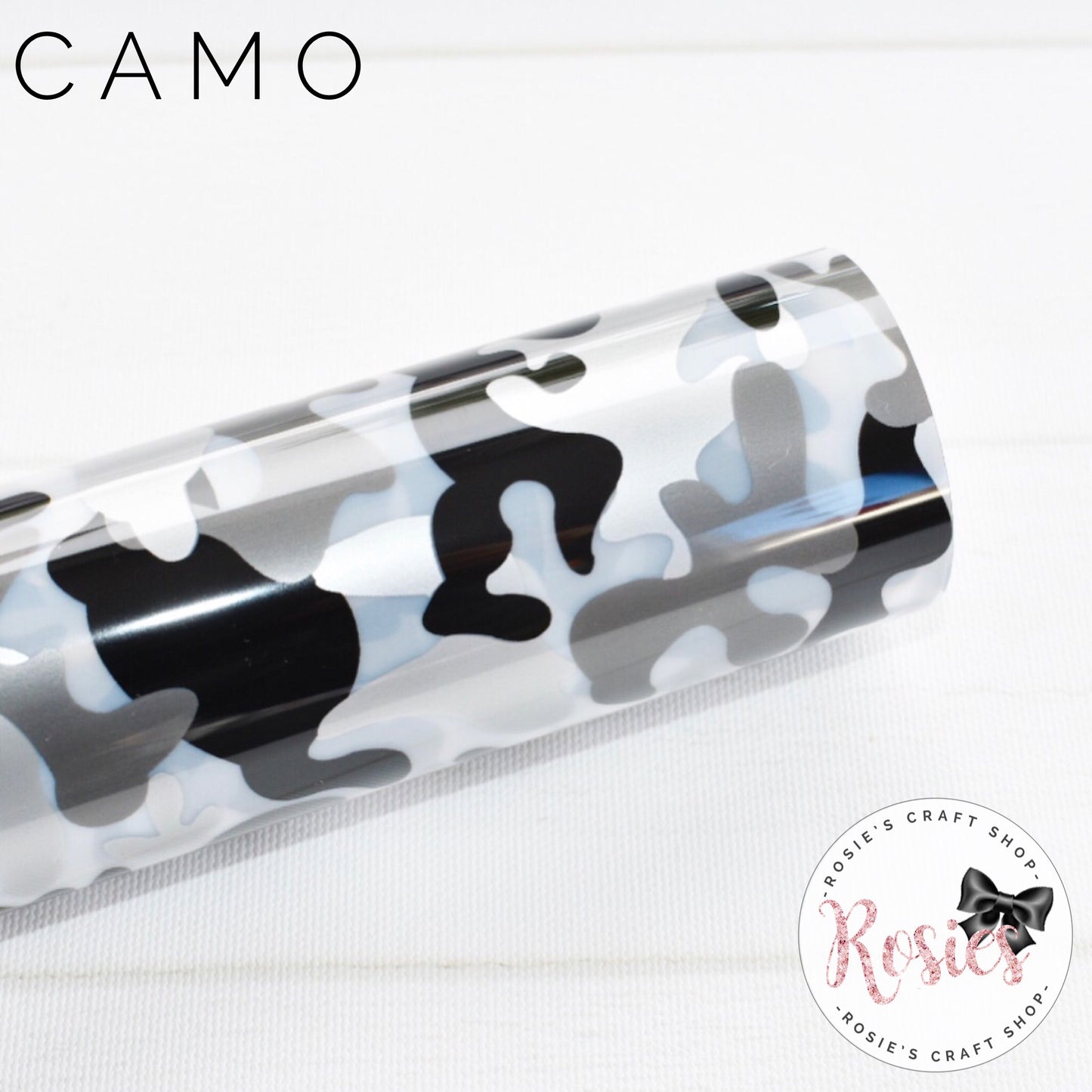 Grey & White Camo Print Iron On Vinyl HTV - Rosie's Craft Shop Ltd