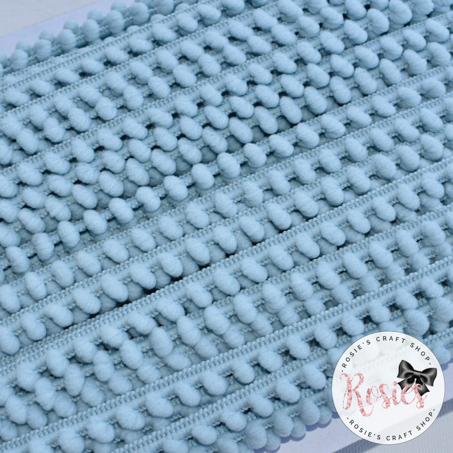 Light Blue Mini Pom Pom Trim - Rosie's Craft Shop Ltd
