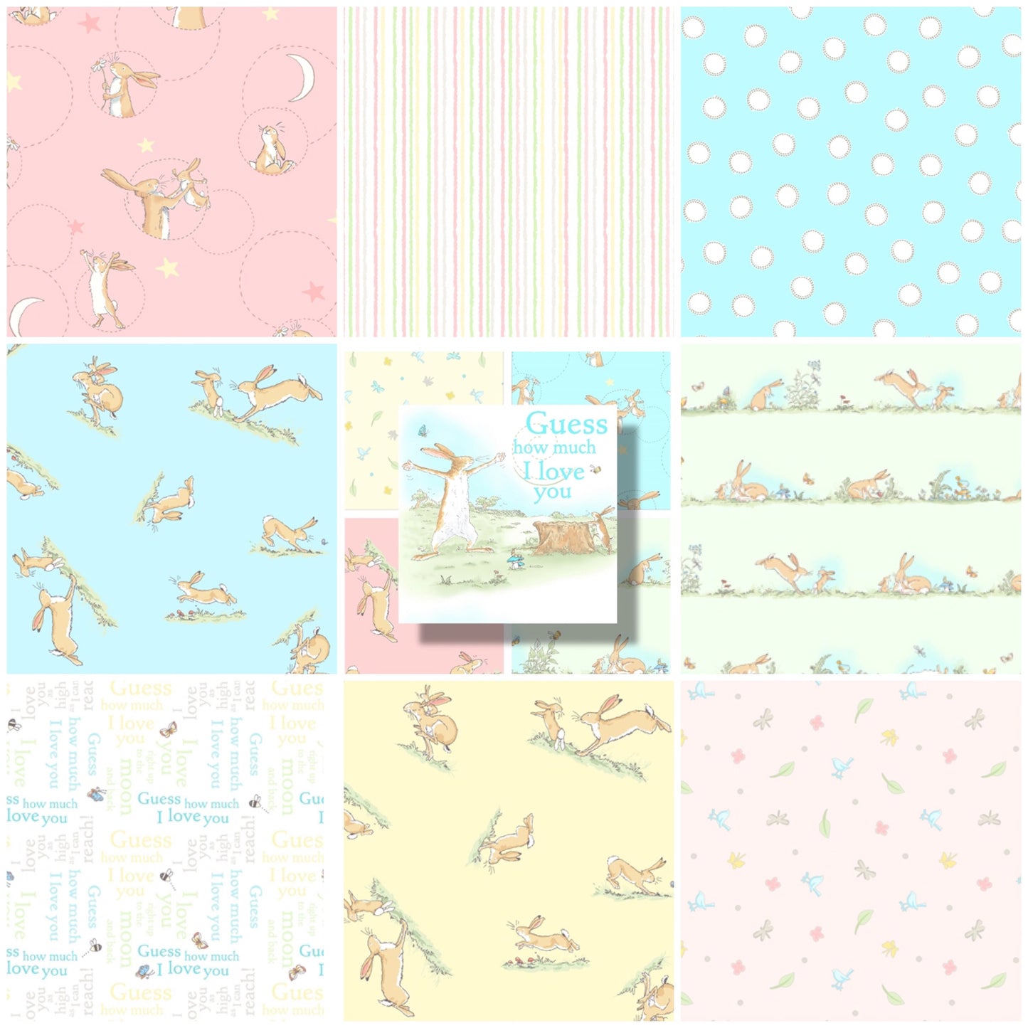 Guess How Much I Love You - Clothworks Licensed - 100% Cotton Fabric - Rosie's Craft Shop Ltd